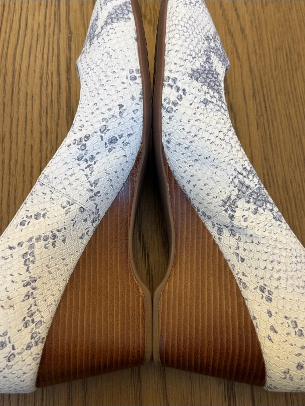 Cole Haan Women's Snake-Print Wedges in White and Gray